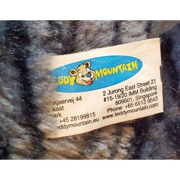 Teddy Mountain Grey Striped Cat Stuffed Animal Plush Toy Embroidered Eyes - Picture 10 of 11